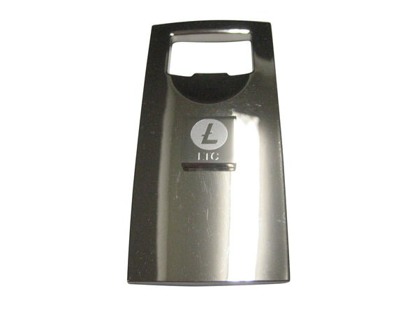 Silver Toned Square Etched Litecoin Coin Cryptocurrency Blockchain Bottle Opener