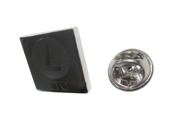 Silver Toned Square Etched Litecoin Coin Cryptocurrency Blockchain Lapel Pin