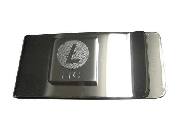 Silver Toned Square Etched Litecoin Coin Cryptocurrency Blockchain Money Clip