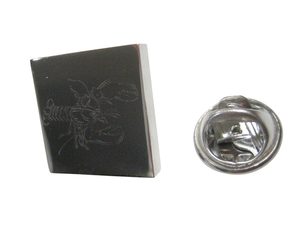 Silver Toned Square Etched Lobster Lapel Pin