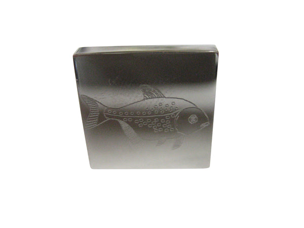 Silver Toned Square Etched Piranha Pirana Fish Adjustable Size Fashion Ring