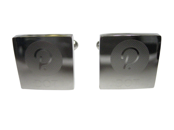 Silver Toned Square Etched Polkadot Coin Cryptocurrency Blockchain Cufflinks