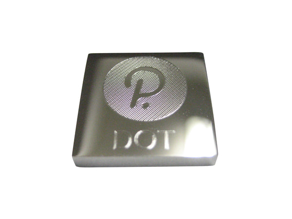 Silver Toned Square Etched Polkadot Coin Cryptocurrency Blockchain Magnet