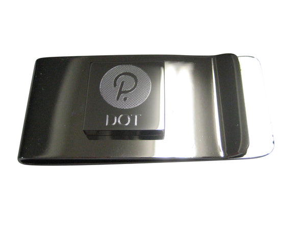 Silver Toned Square Etched Polkadot Coin Cryptocurrency Blockchain Money Clip