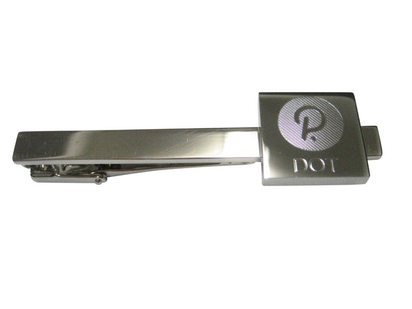 Silver Toned Square Etched Polkadot Coin Cryptocurrency Blockchain Tie Clip