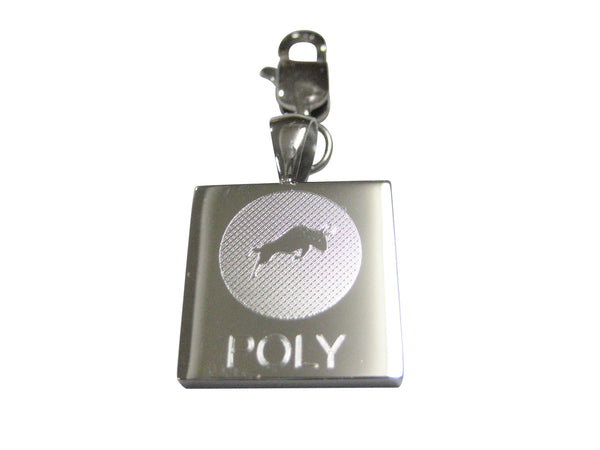 Silver Toned Square Etched Polymath Coin POLY Cryptocurrency Blockchain Pendant Zipper Pull Charm