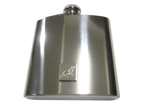 Silver Toned Square Etched Sea Lion 6oz Flask