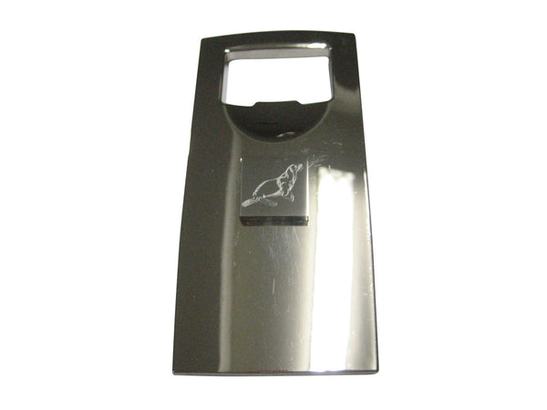 Silver Toned Square Etched Sea Lion Bottle Opener