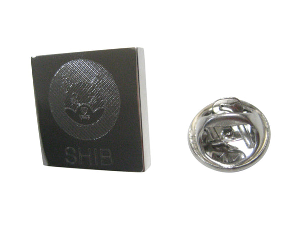Silver Toned Square Etched Shiba Inu Coin SHIB Cryptocurrency Blockchain Lapel Pin