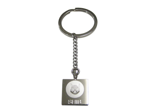 Silver Toned Square Etched Shiba Inu Coin SHIB Cryptocurrency Blockchain Pendant Keychain