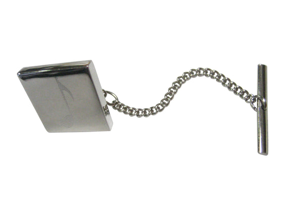 Silver Toned Square Etched Single Quaver Musical Note Tie Tack