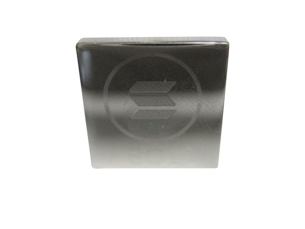 Silver Toned Square Etched Solana Coin Cryptocurrency Blockchain Adjustable Size Fashion Ring