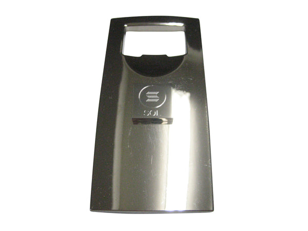 Silver Toned Square Etched Solana Coin Cryptocurrency Blockchain Bottle Opener