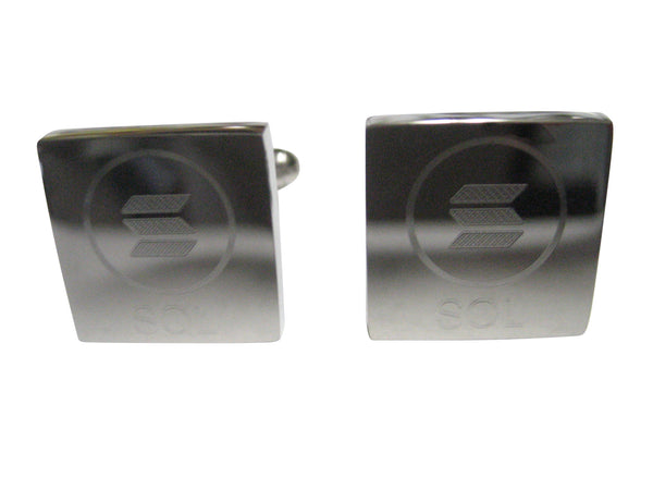 Silver Toned Square Etched Solana Coin Cryptocurrency Blockchain Cufflinks