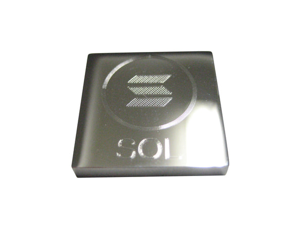 Silver Toned Square Etched Solana Coin Cryptocurrency Blockchain Magnet