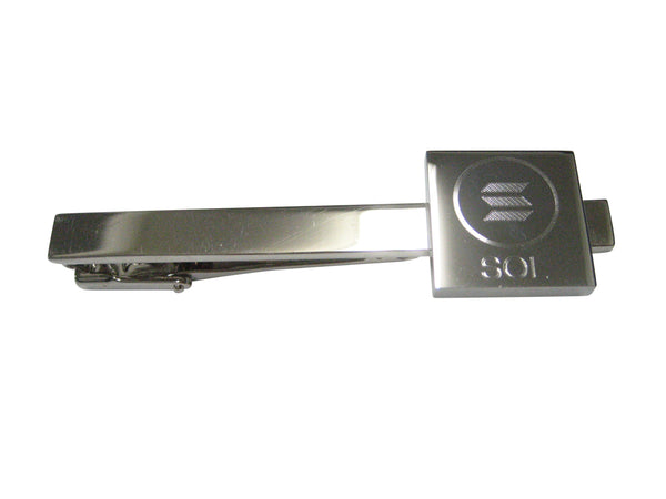 Silver Toned Square Etched Solana Coin Cryptocurrency Blockchain Tie Clip