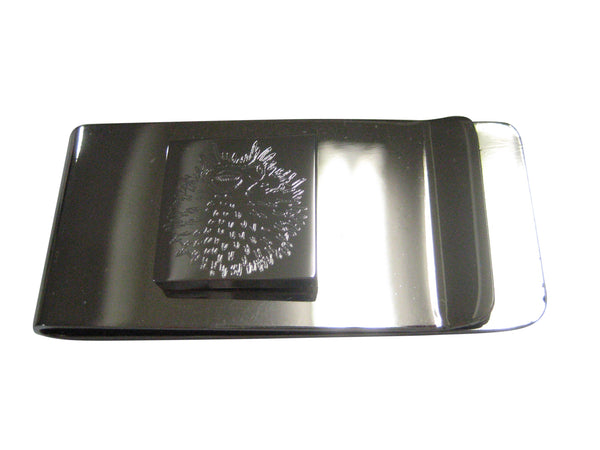 Silver Toned Square Etched Spikey Puffer Fish Fugu Blowfish Money Clip