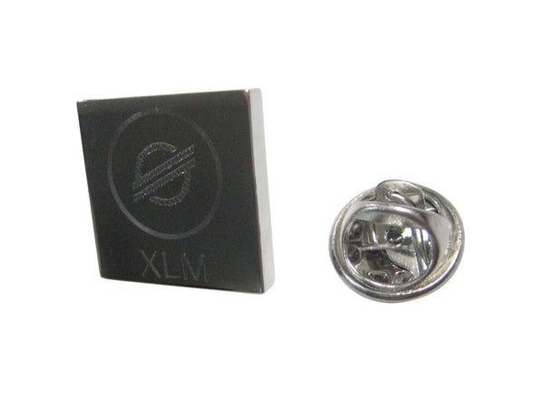 Silver Toned Square Etched Stellar Lumens Coin XLM Cryptocurrency Blockchain Lapel Pin