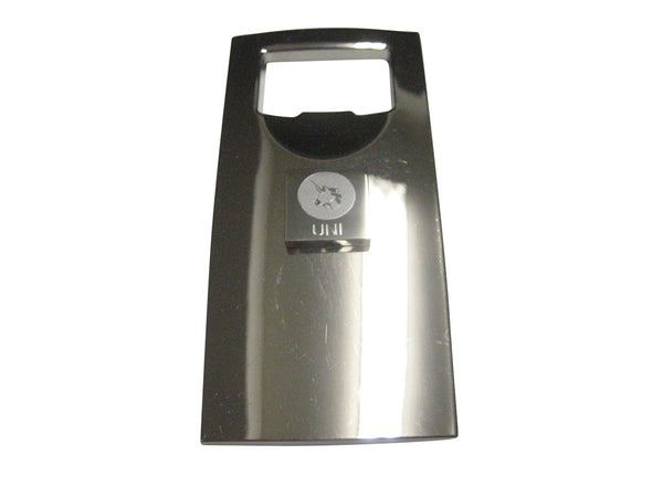 Silver Toned Square Etched Uniswap Coin Cryptocurrency Blockchain Bottle Opener