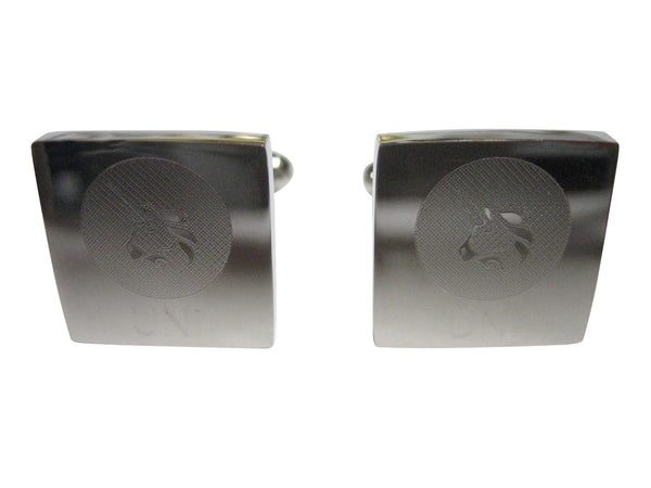 Silver Toned Square Etched Uniswap Coin Cryptocurrency Blockchain Cufflinks