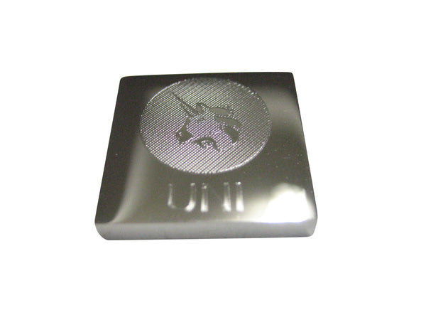 Silver Toned Square Etched Uniswap Coin Cryptocurrency Blockchain Magnet