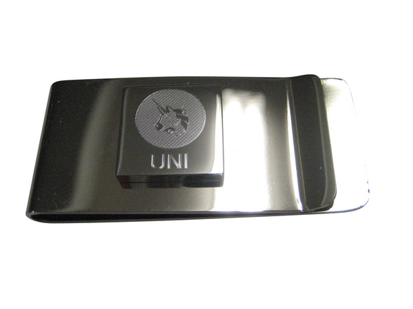 Silver Toned Square Etched Uniswap Coin Cryptocurrency Blockchain Money Clip