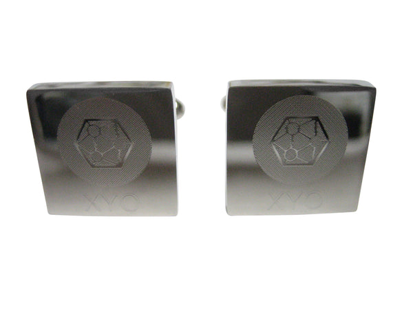 Silver Toned Square Etched XYO Coin Cryptocurrency Blockchain Cufflinks