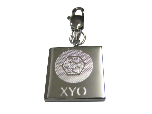 Silver Toned Square Etched XYO Coin Cryptocurrency Blockchain Pendant Zipper Pull Charm