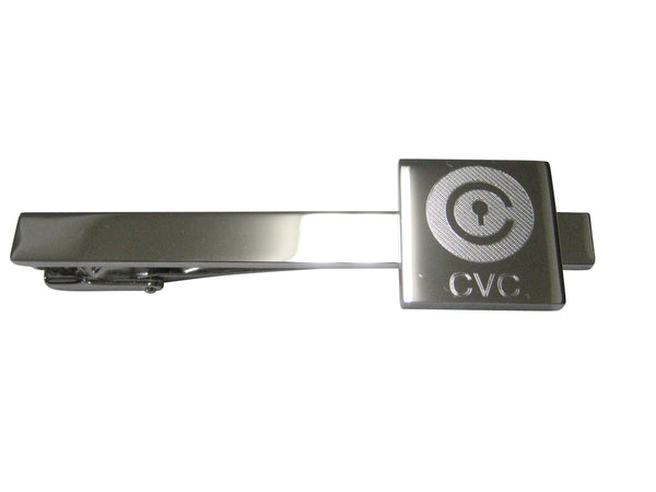 Silver Toned Square Pendant Etched Civic Coin CVC Cryptocurrency Blockchain Tie Clip