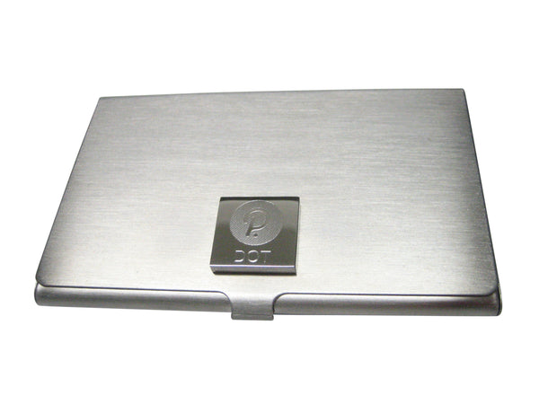 Silver Toned Square Pendant Etched Polkadot Coin Cryptocurrency Blockchain Business Card Holder