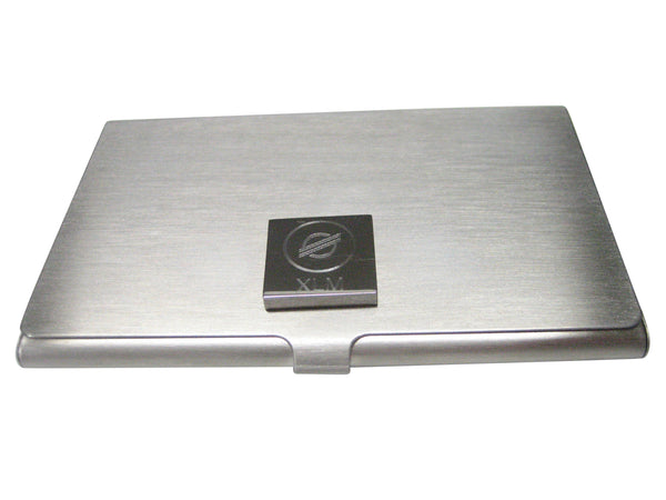 Silver Toned Square Pendant Etched Stellar Lumens Coin XLM Cryptocurrency Blockchain Business Card Holder