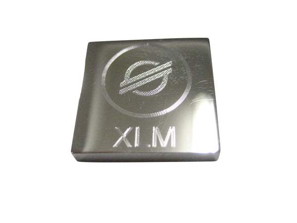 Silver Toned Square Pendant Etched Stellar Lumens Coin XLM Cryptocurrency Blockchain Magnet