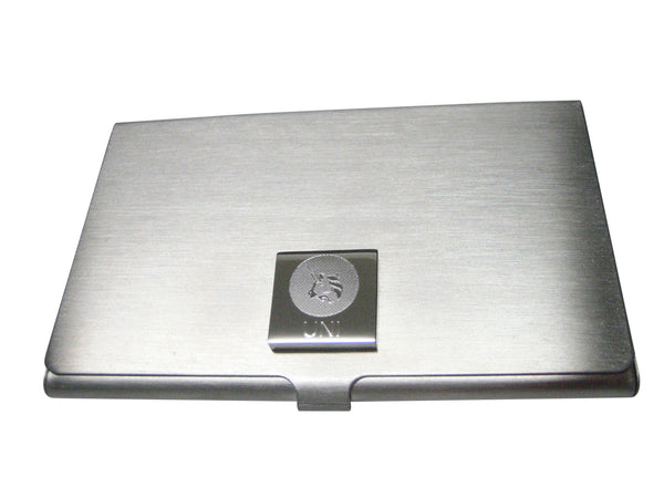 Silver Toned Square Pendant Etched Uniswap Coin Cryptocurrency Blockchain Business Card Holder