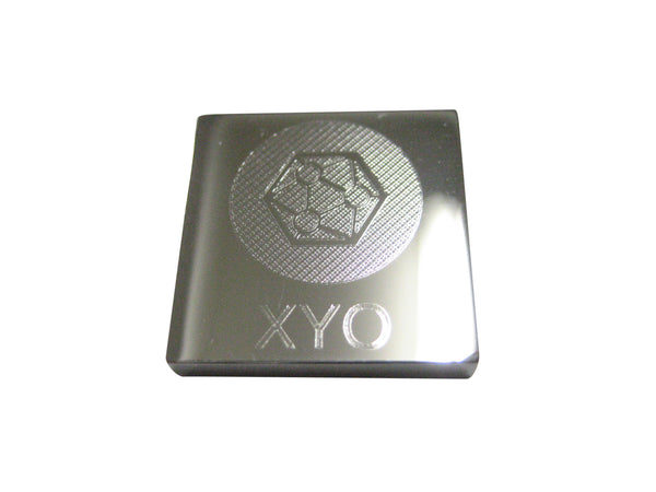 Silver Toned Square Pendant Etched XYO Coin Cryptocurrency Blockchain Magnet