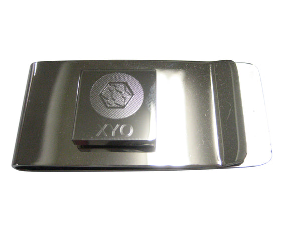 Silver Toned Square Pendant Etched XYO Coin Cryptocurrency Blockchain Money Clip