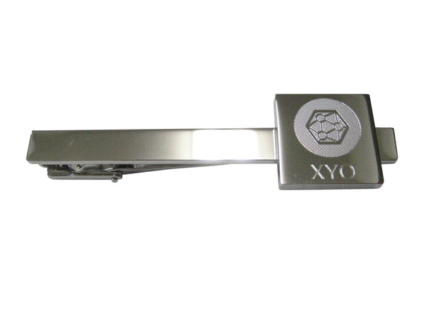 Silver Toned Square Pendant Etched XYO Coin Cryptocurrency Blockchain Tie Clip