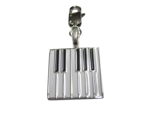 Silver Toned Square Piano Key Design Pendant Zipper Pull Charm
