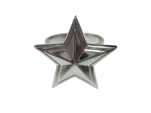 Silver Toned Star Adjustable Size Fashion Ring