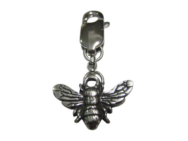 Silver Toned Textured Bee Bug Insect Pendant Zipper Pull Charm