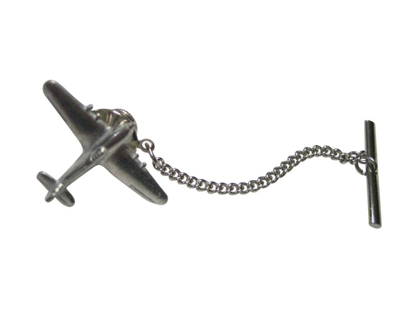 Silver Toned Textured Hurricane Plane Tie Tack