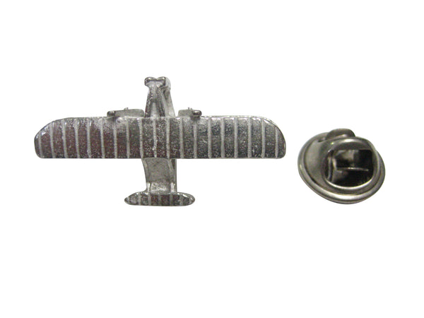 Silver Toned Textured Wright Flyer Plane Lapel Pin