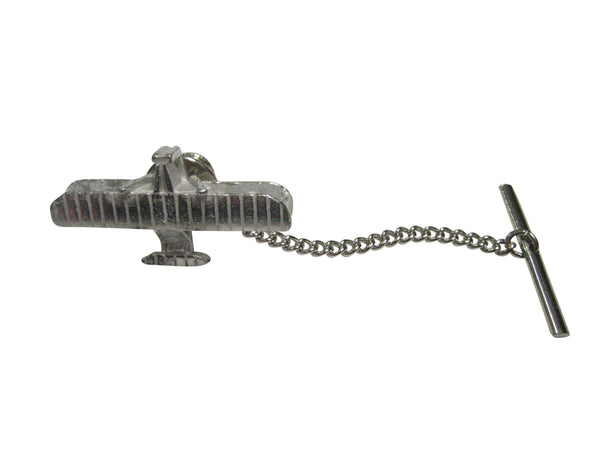 Silver Toned Textured Wright Flyer Plane Tie Tack