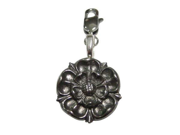 Silver Toned Tudor Rose Pendant Zipper Pull Charm