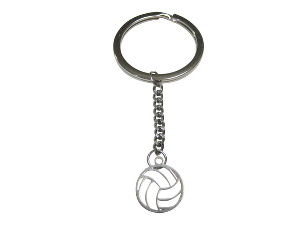 Silver Toned Volleyball Outline Pendant Keychain
