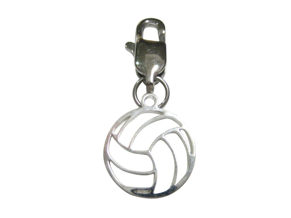 Silver Toned Volleyball Outline Pendant Zipper Pull Charm