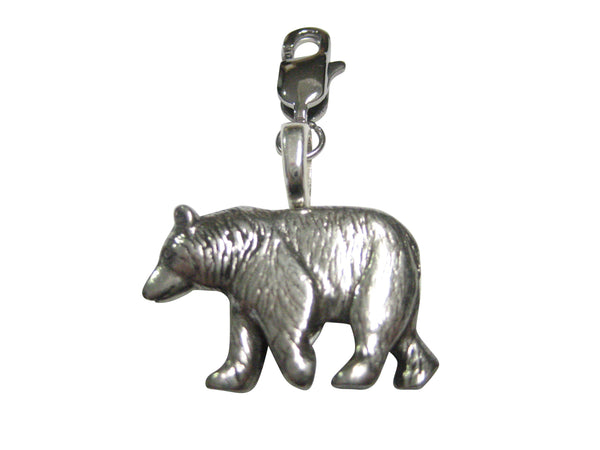 Silver Toned Walking Bear Pendant Zipper Pull Charm