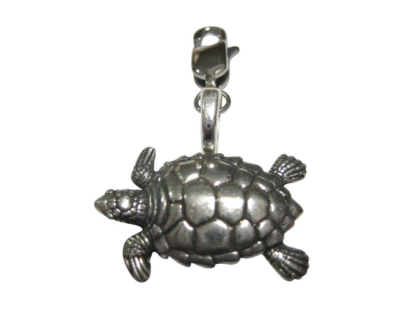 Silver Toned Walking Turtle Tortoise Pendant Zipper Pull Charm
