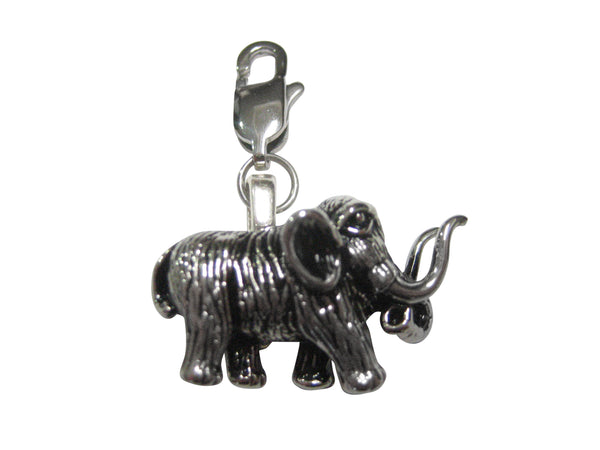 Silver Toned Woolly Mammoth Pendant Zipper Pull Charm