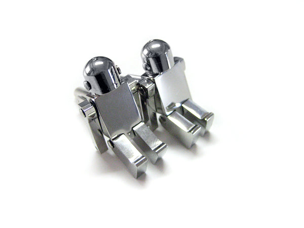 Silver Chrome Robot Cufflinks