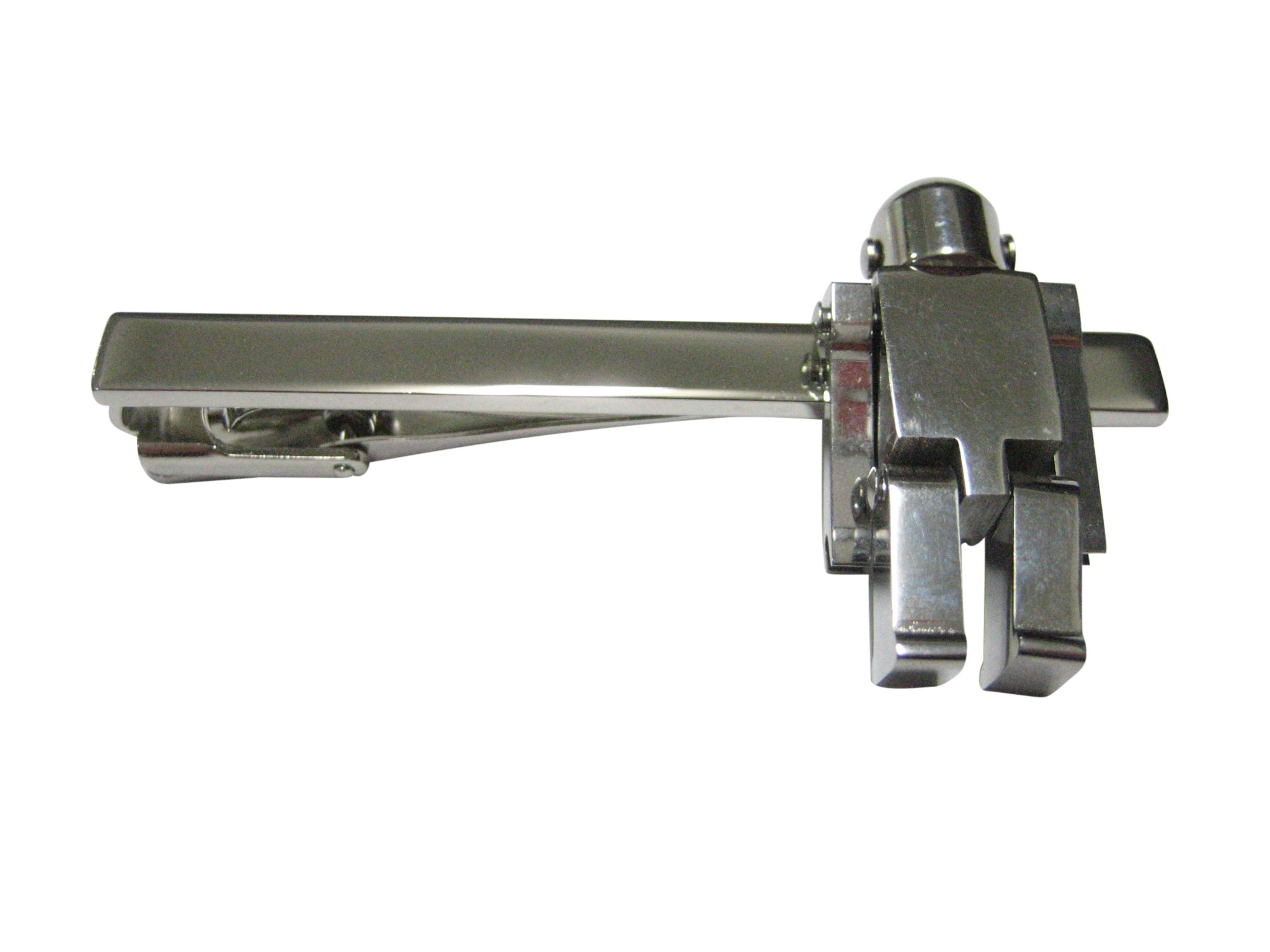 Silver Chrome Robot Square Tie Clip